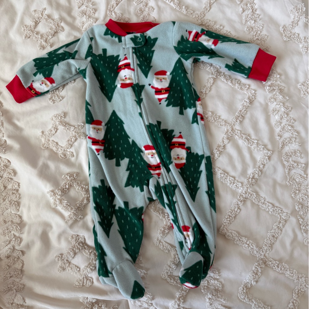 Festive Santa and Tree Pajama Onesie